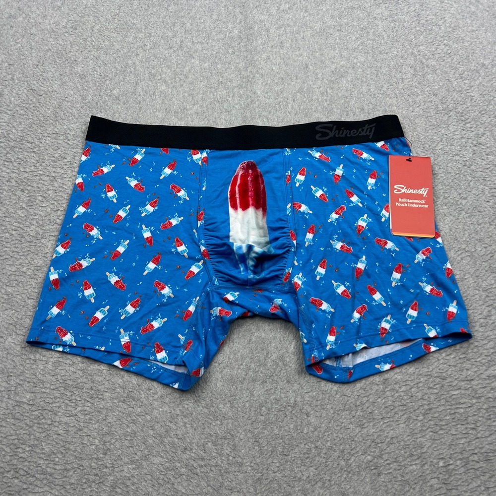 NEW Shinesty Boxer Briefs Men XL Blue Popsicle Ball-Halla Hammock Underwear
